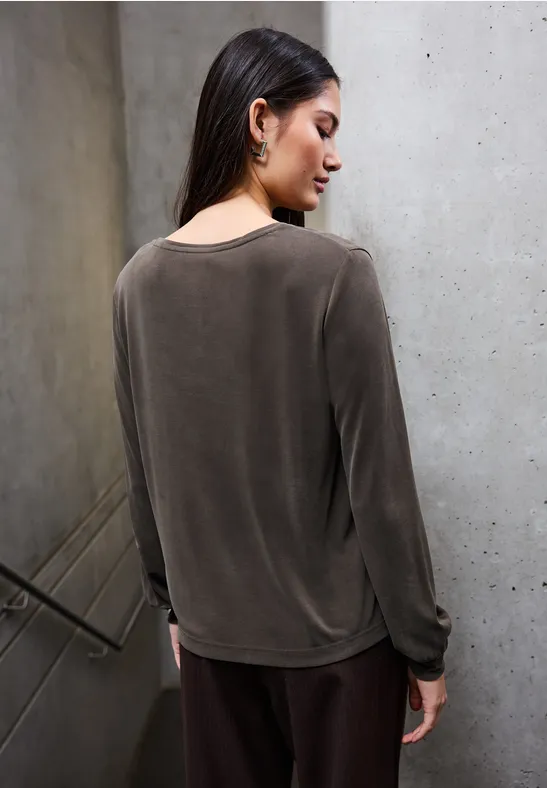 Silk-Look V-Neck Shirt