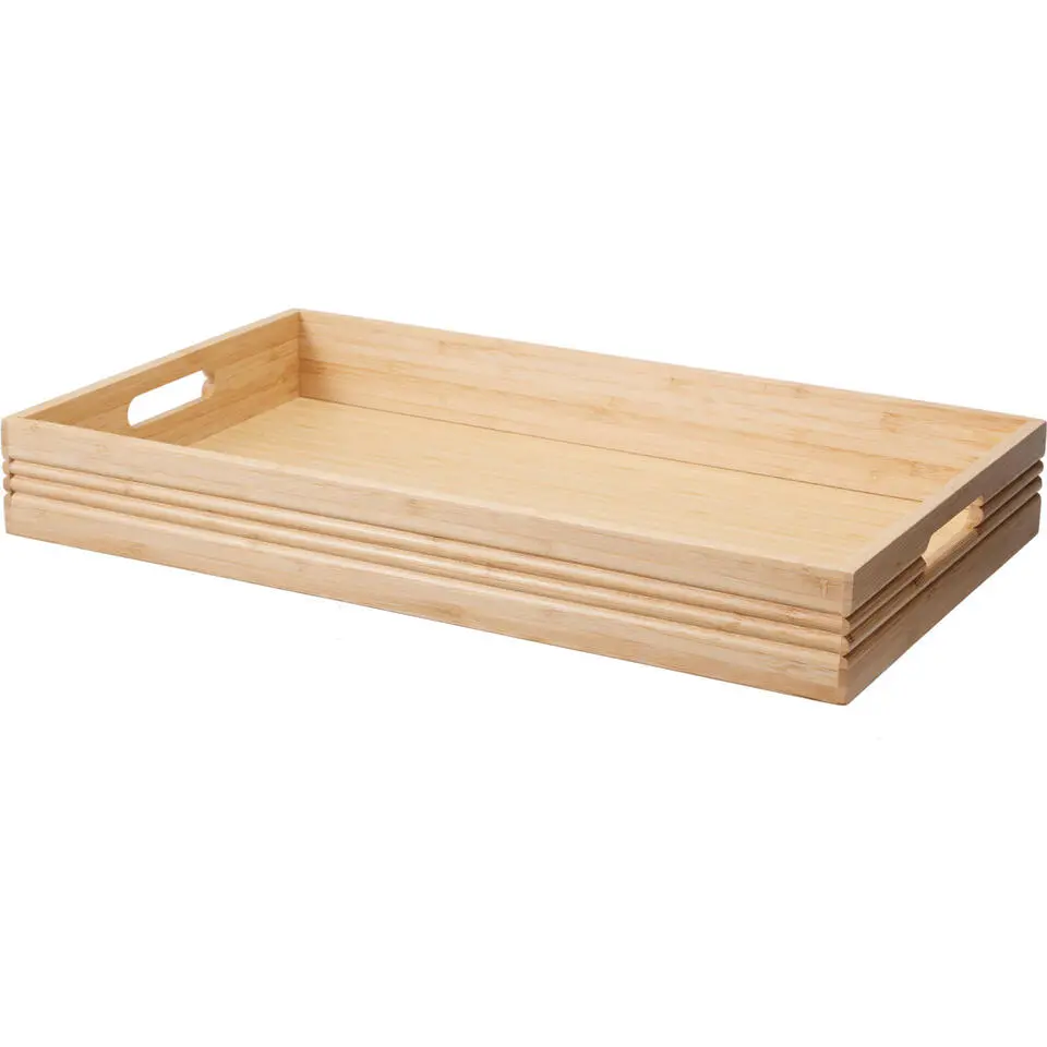 Excellent Houseware dienblad - bamboe - 50 x 30 x 6 cm - naturel