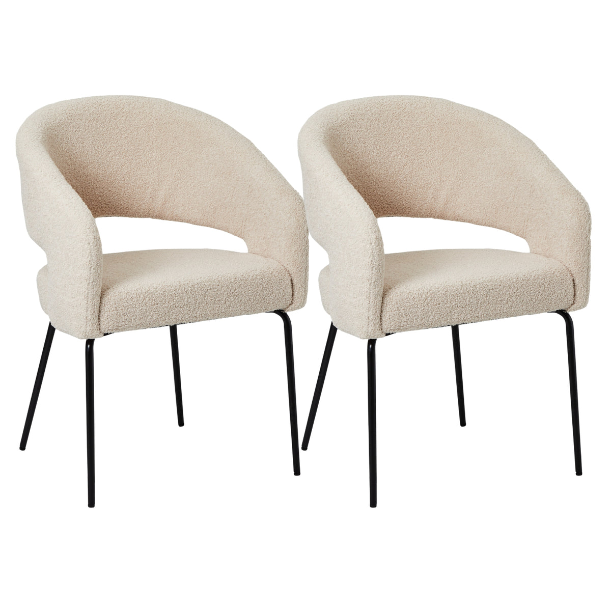 Furnhouse eetkamerstoelen armleuning Natalie - Beige - Stof (Bouclé) - Set van 2