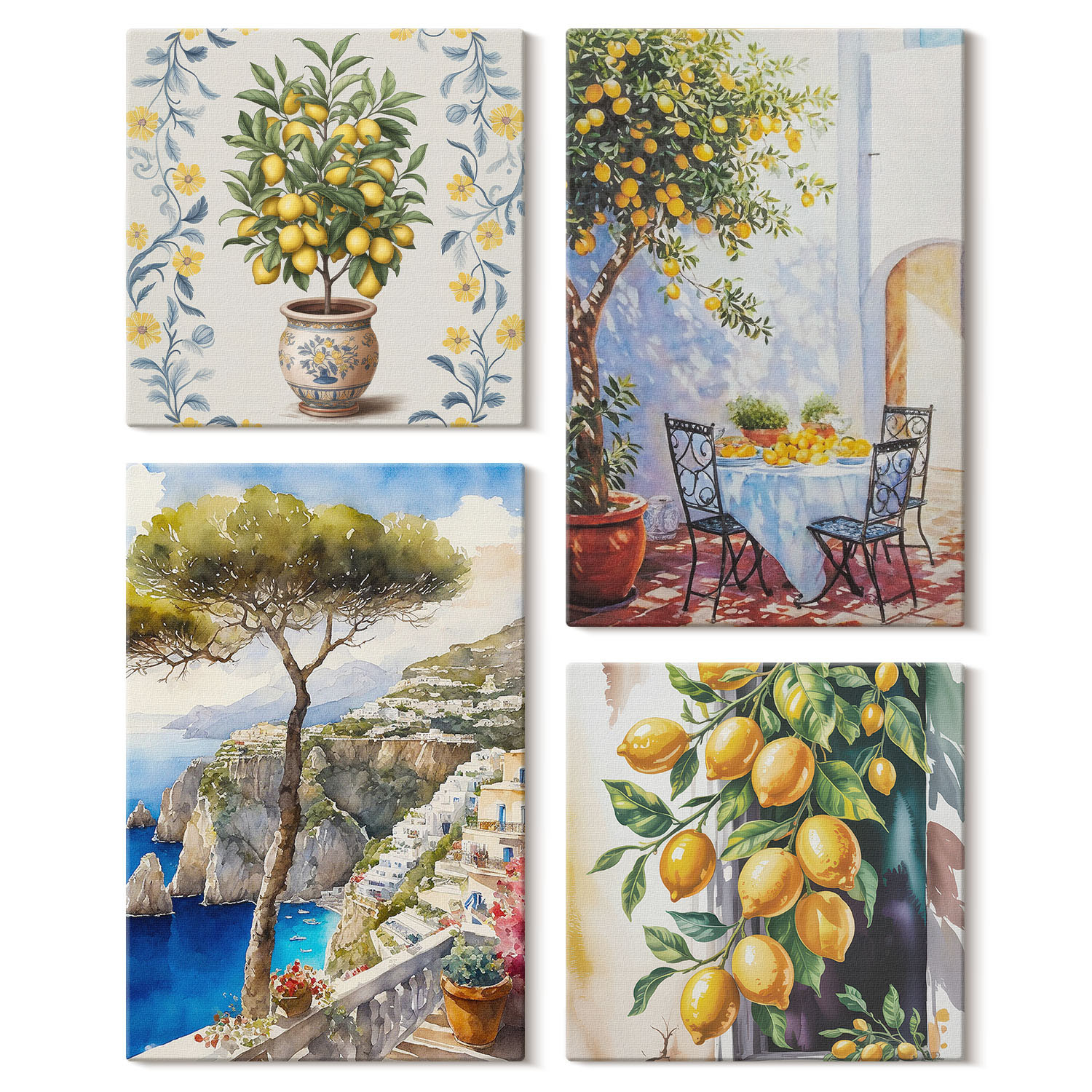 Obraz canvas 4 częściowy Cytrynowe drzewa |40x40, 40x60| Wallfluent
