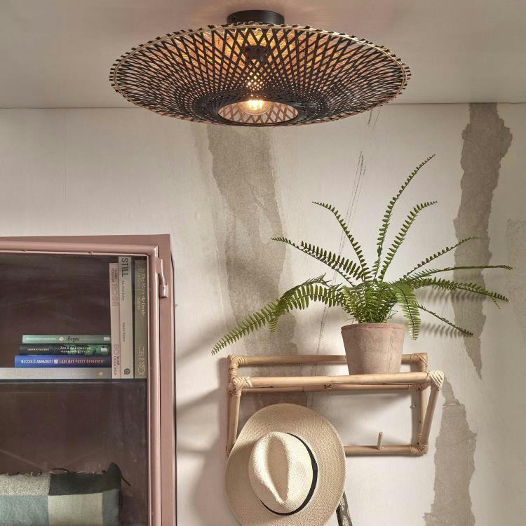 KALIMANTAN - Plafonnier bambou  noir/naturel, h. 15cm