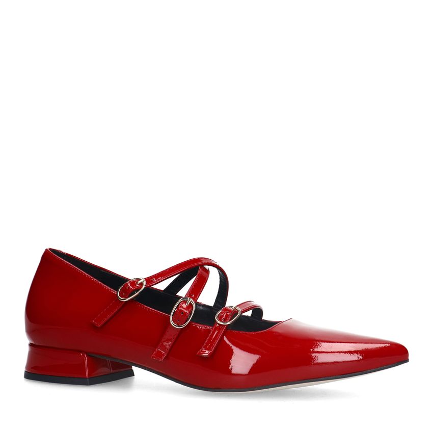 Manfield Rode lakleren loafers met hak