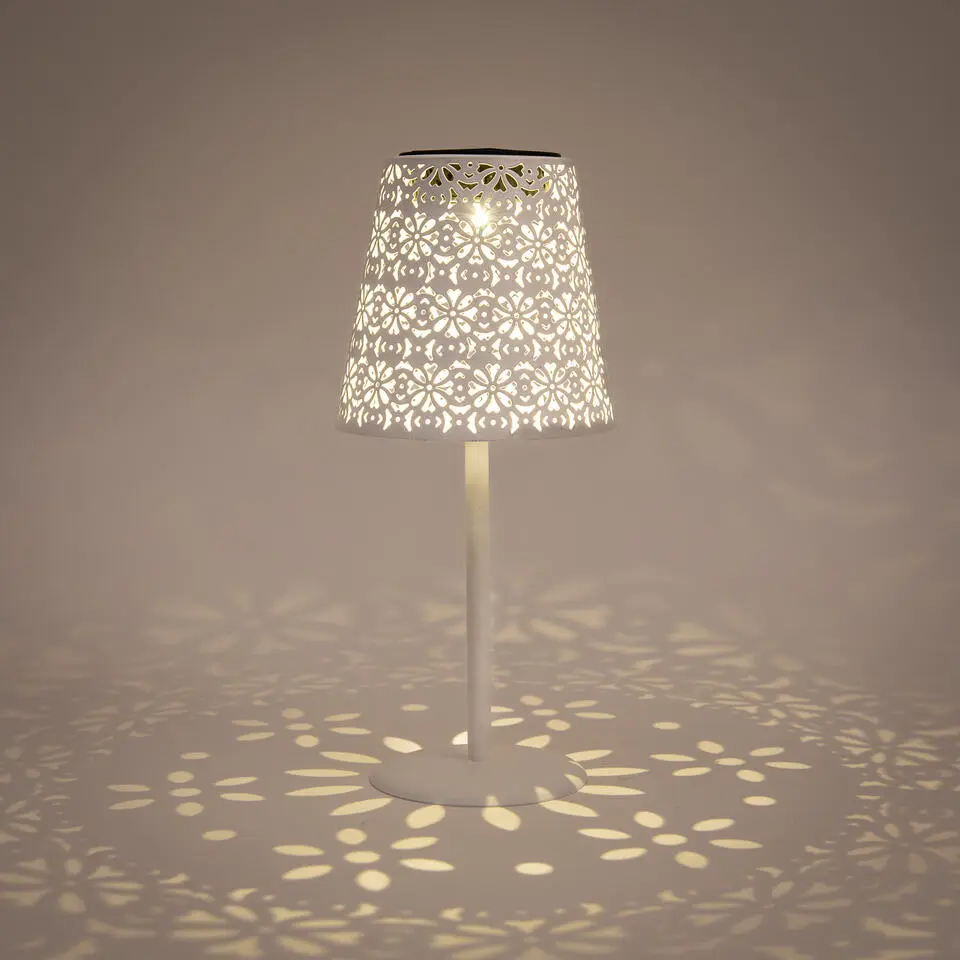 Anna's Collection Tafellamp buiten - solar - D12 x H28 cm - wit