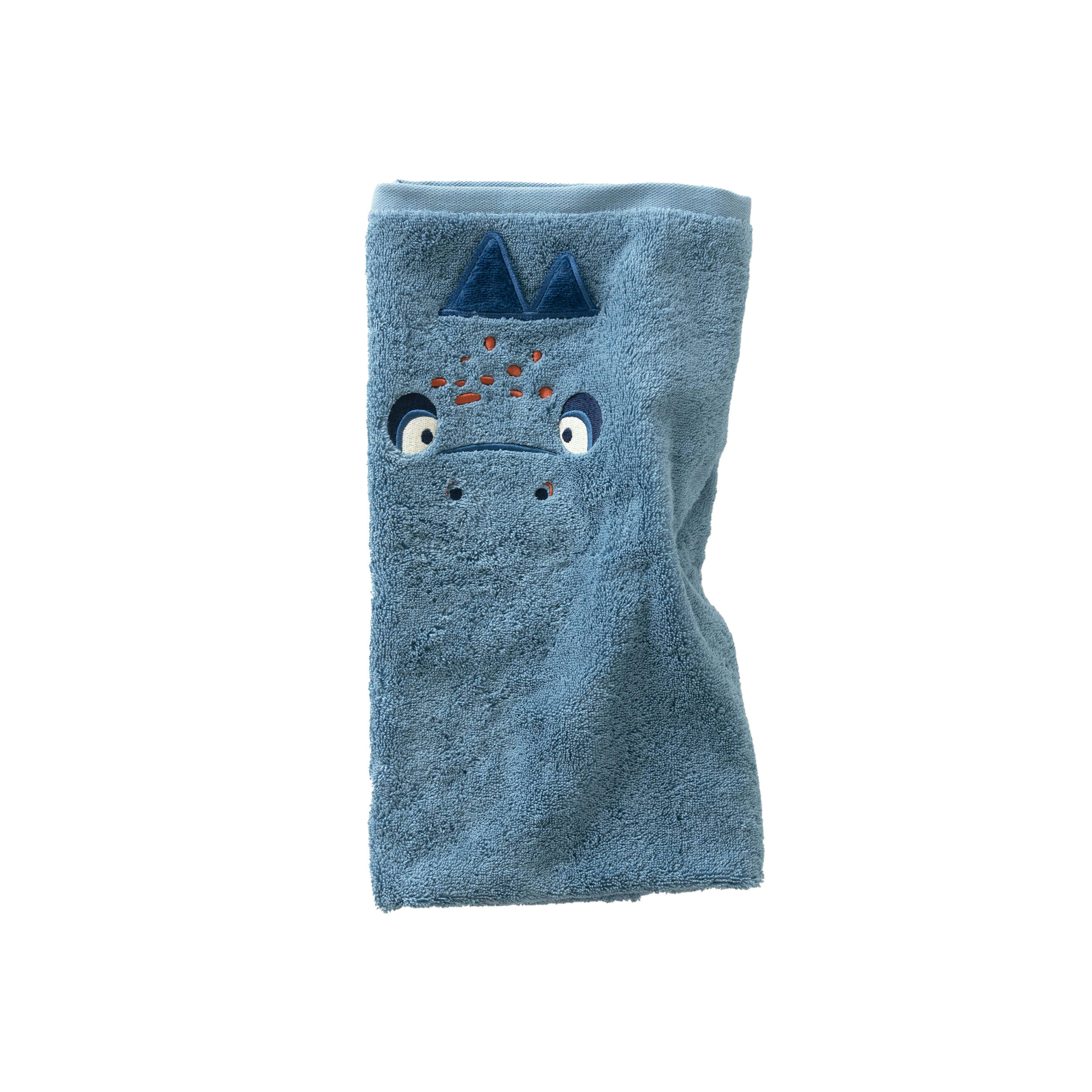 HAPPYFUL - Serviette de toilette Bleu Celeste bouclette brodé bleu 50 x 90 cm