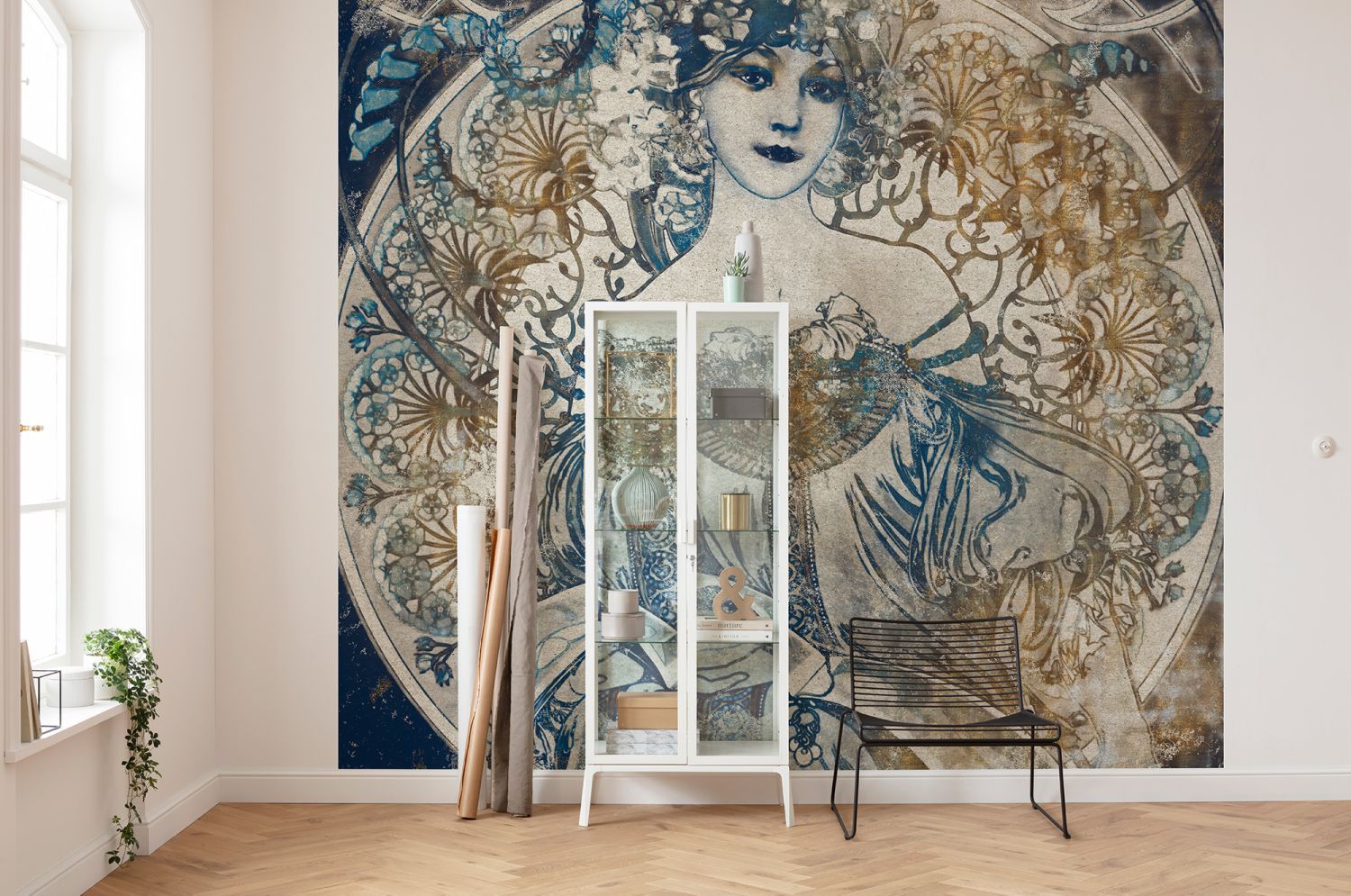 Sanders & Sanders fotobehang art deco motief blauw - 300 x 280 cm - 611847