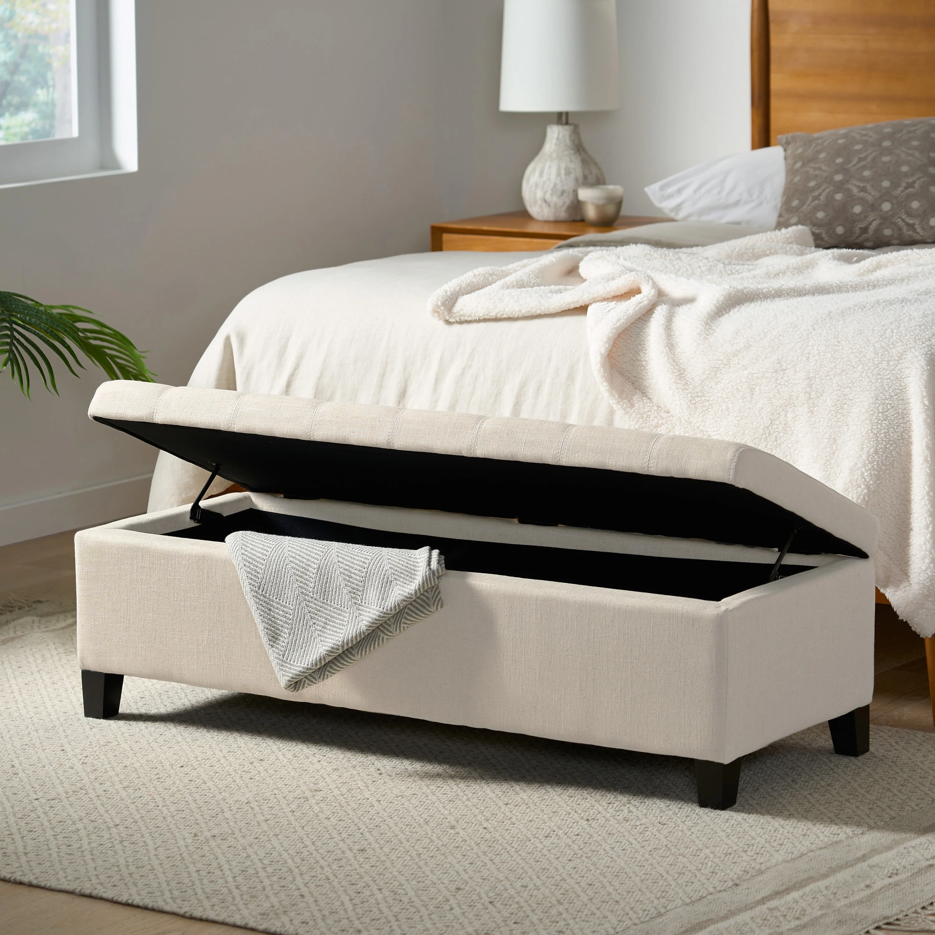 Mission Tufted Fabric Storage Ottoman Bench by Christopher Knight Home