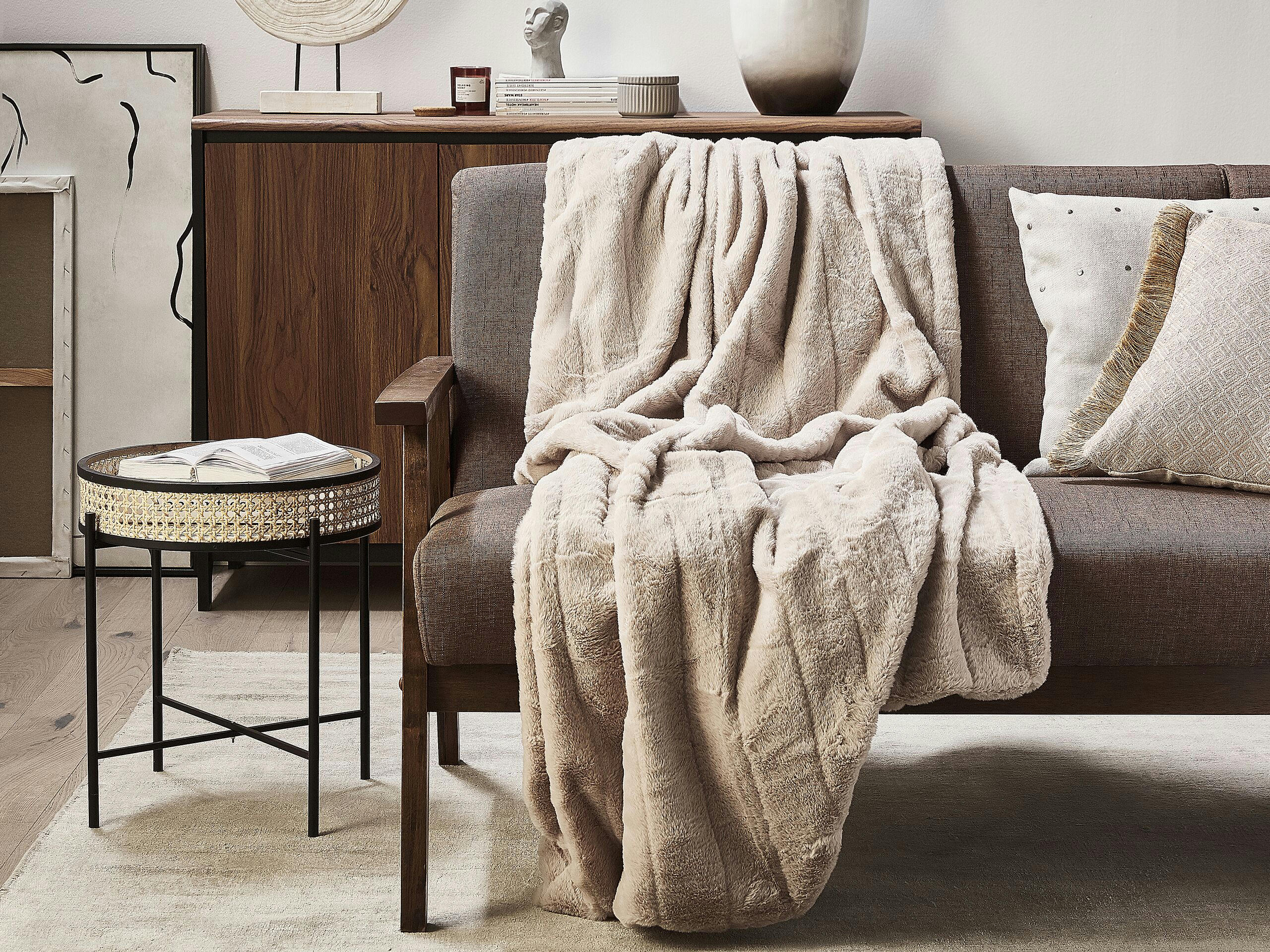 LABYAR - Couverture en polyester beige 200x150cm