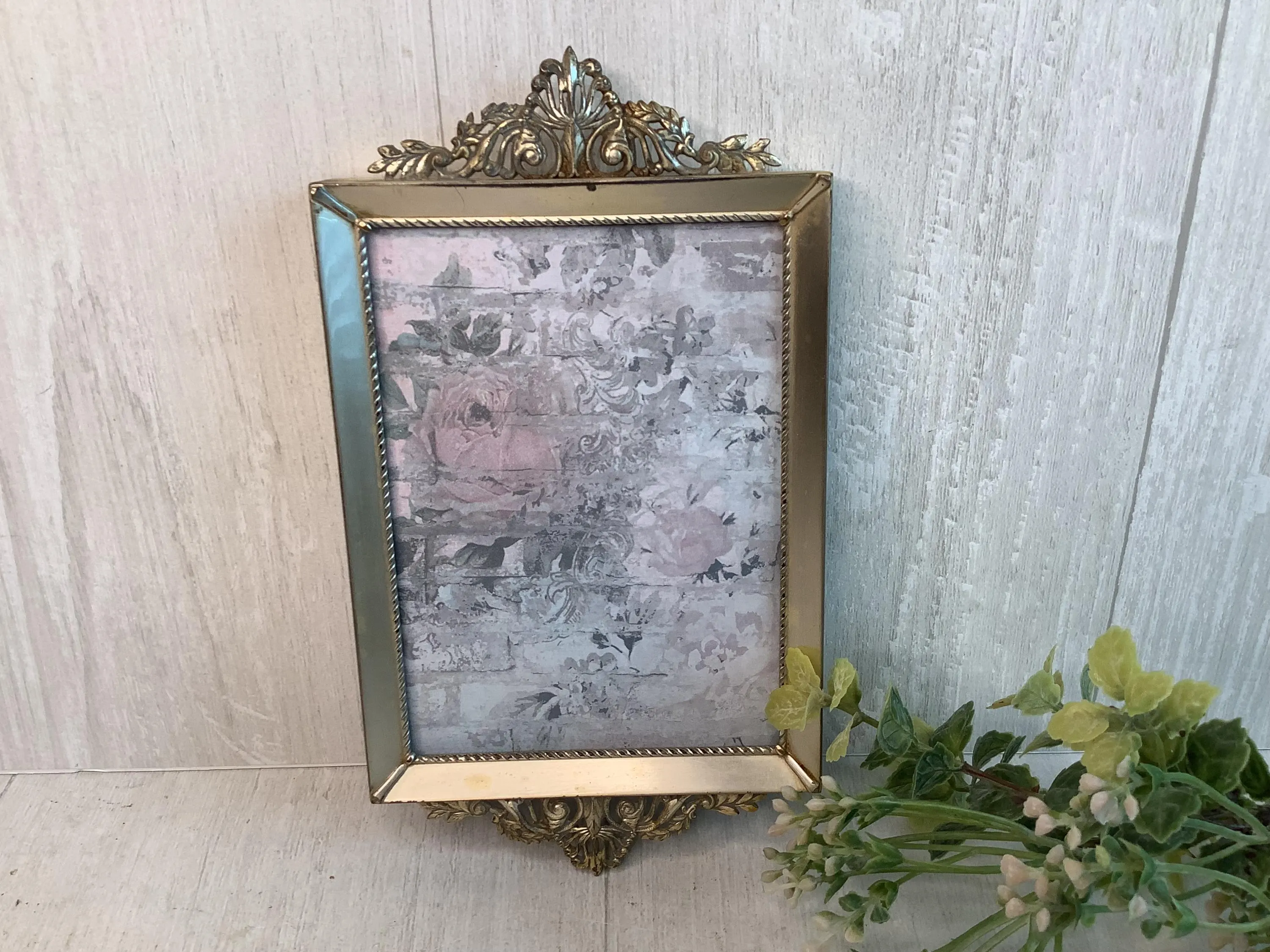 Vintage Ornate Metal Photo Frame/ Silver Tone Metal Wall Frame with Scrolling Design/ 3.5x5/ Small Vanity Tray/ Victorian/ Hollywood Regency