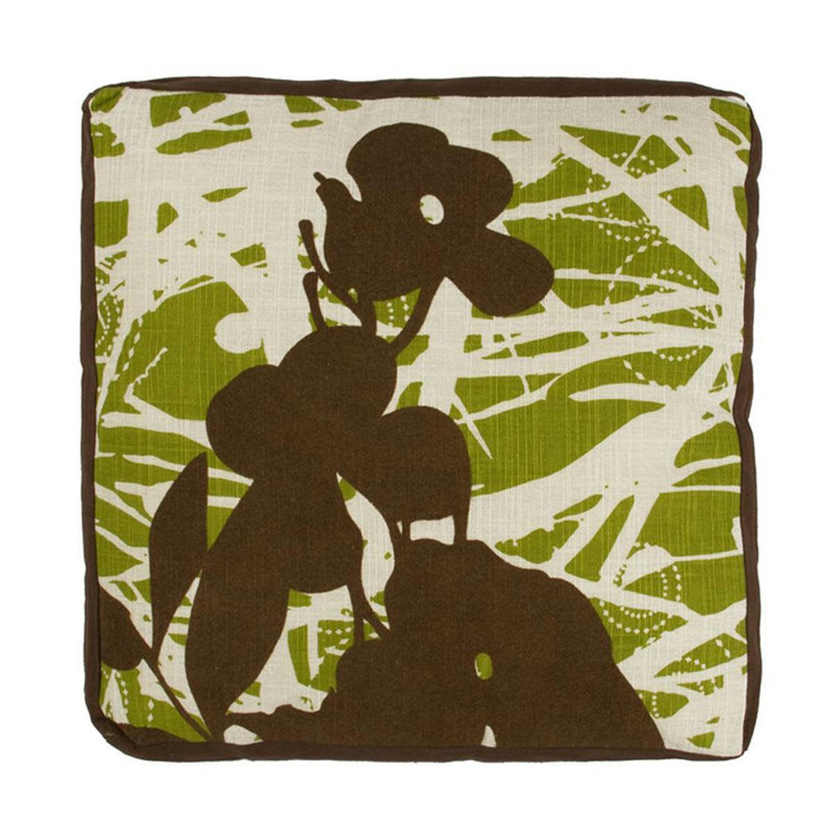 BAMBOU - Coussin 100% coton motifs bambous vert 40x40x6