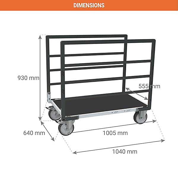 Chariot modulable à tube 2 ridelles - Plateau antidérapant 1005x555mm - Charge 500kg - 806724533