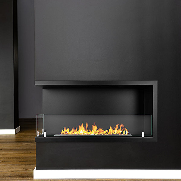 Cheminée d'angle intégrée au bioéthanol, biocheminée d'angle 90x45 SUTRI 90 SX
