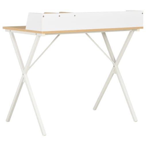NNEVL Desk White and Natural 80x50x84 cm