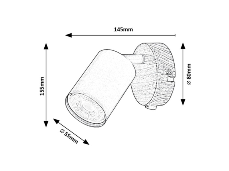 Kinkiet dąb-czarny Edmund 1xGU10x25W wym:15,5x8x14,5cm IP20 Rabalux