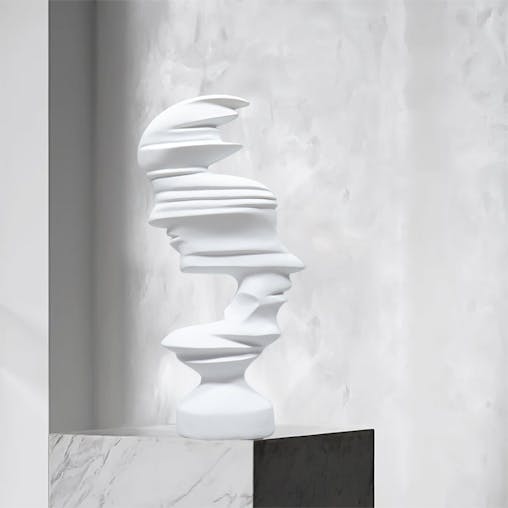 SOGA 44cm White Dual-Face Resin Sculpture Modern Abstract Art Accent for Home Decor