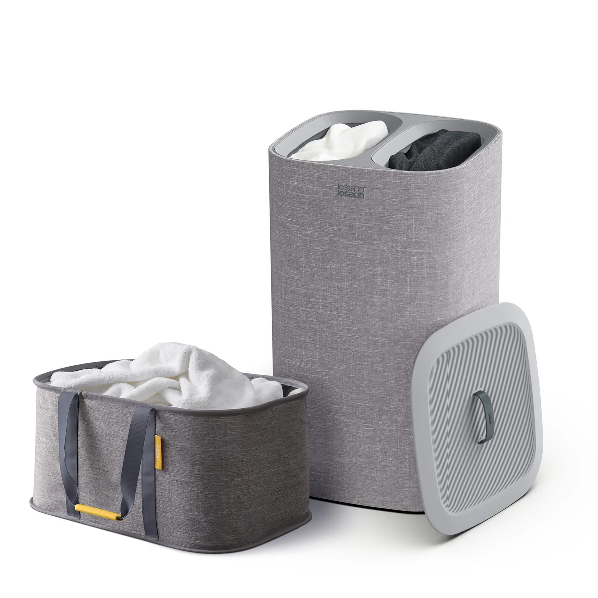 Joseph Joseph - Love your Laundry Set, Tota Trio 60 l & Hold-All Faltbarer Wäschekorb, grau