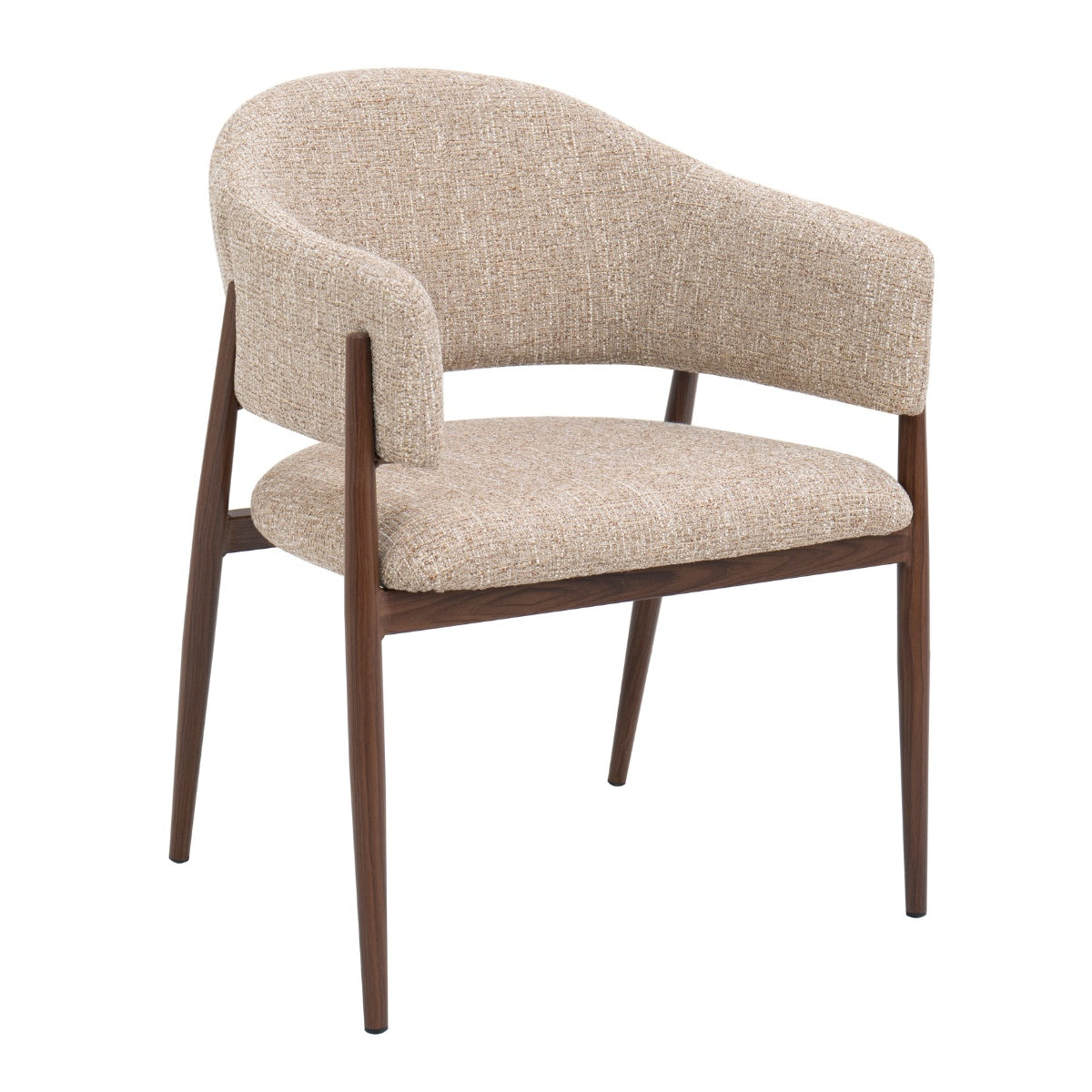 DÉJA Living Eetkamerstoel Dénia - Taupe/Walnoot Stof - Set van 2