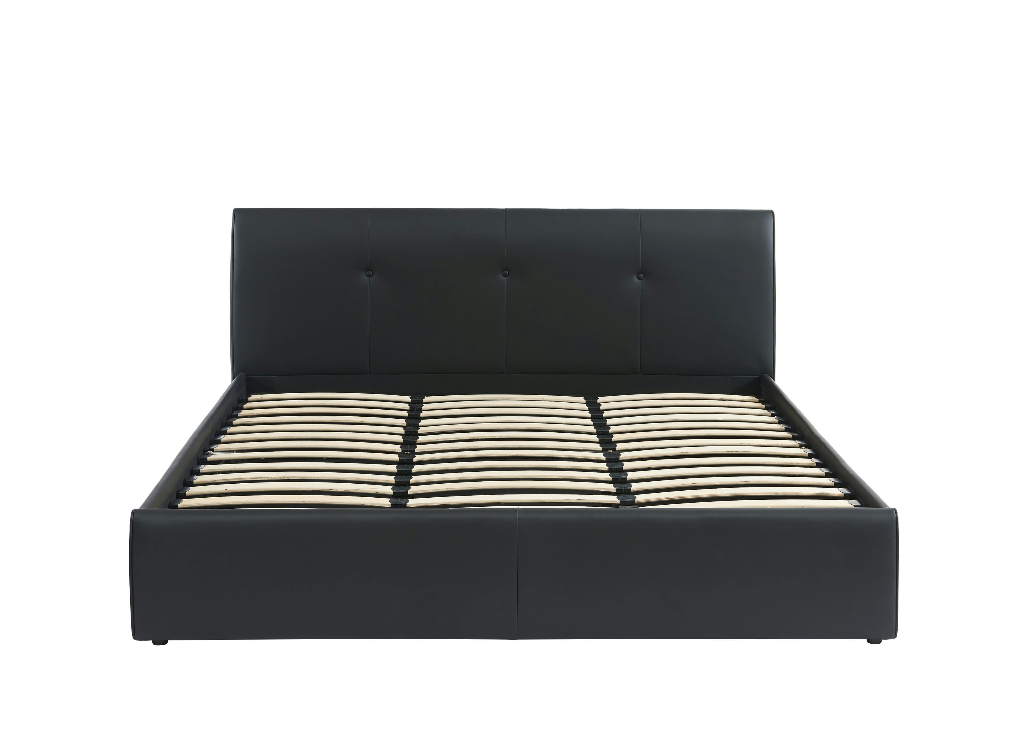 SEGURO - Lit coffre   simili noir  180x200 sommier inclus