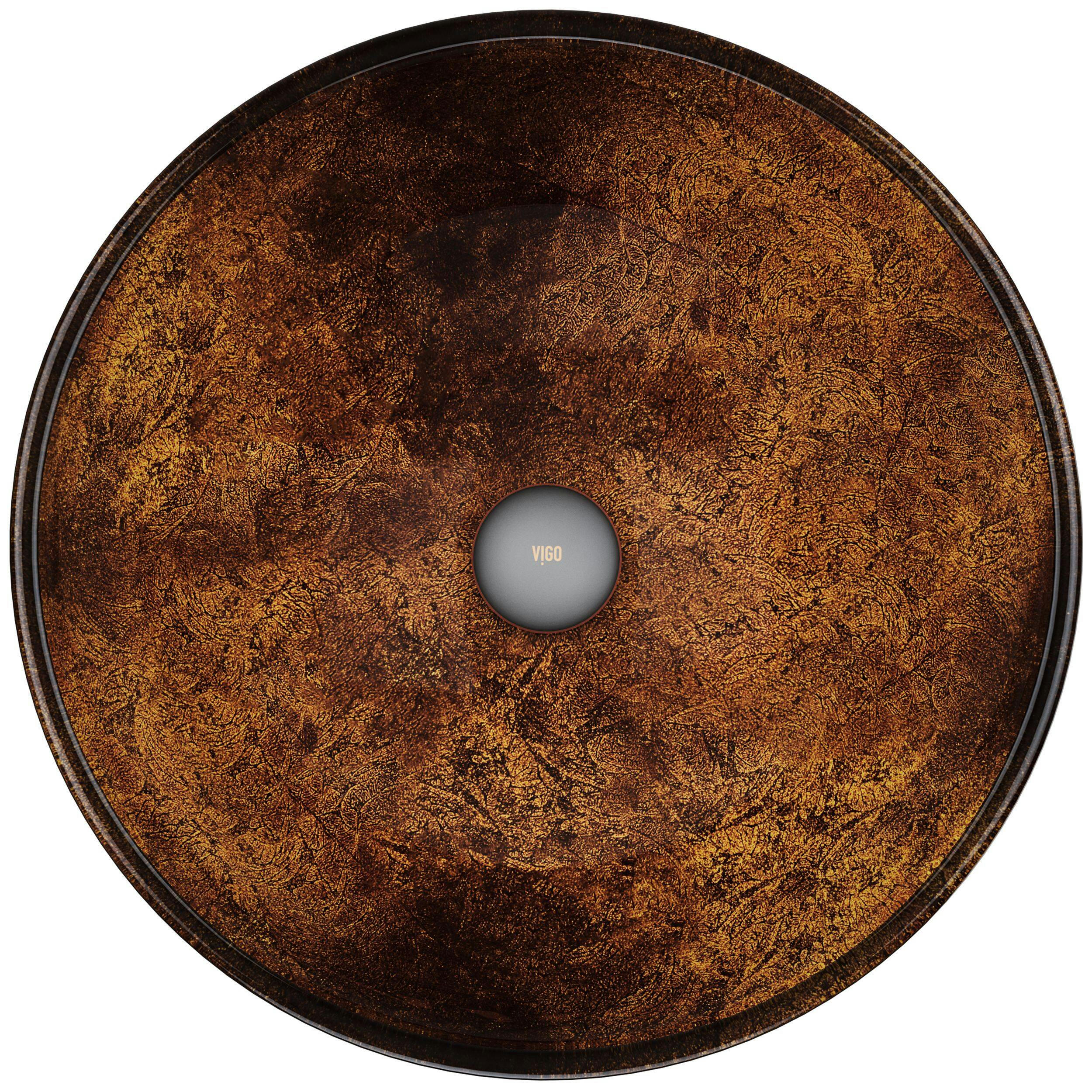 VIGO Round Glass Vessel Bathroom Sink/Basin with Deep Bowl, Russet