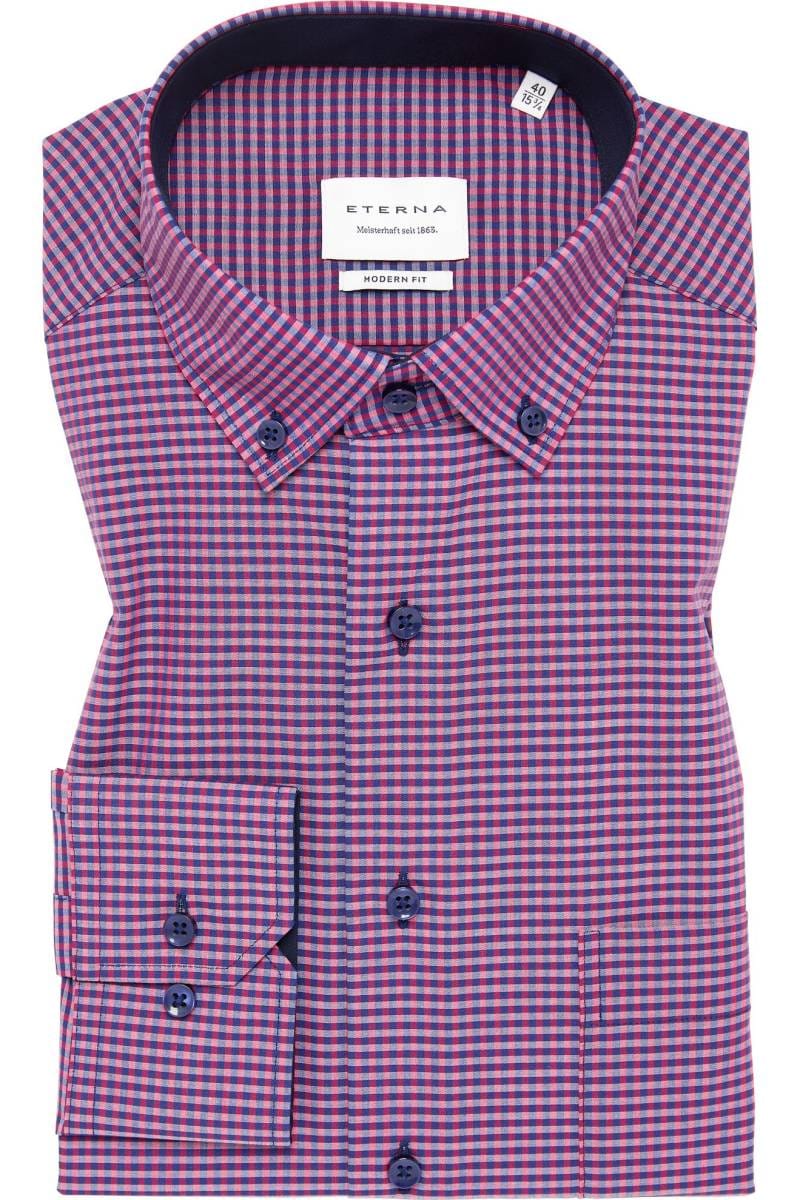 ETERNA Modern Fit Hemd rot/blau, Kariert