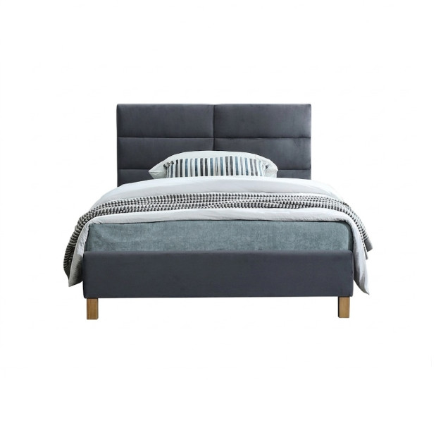 Łóżko tapicerowane SIERRA VELVET 120x200 szare bez szuflady/bez materaca