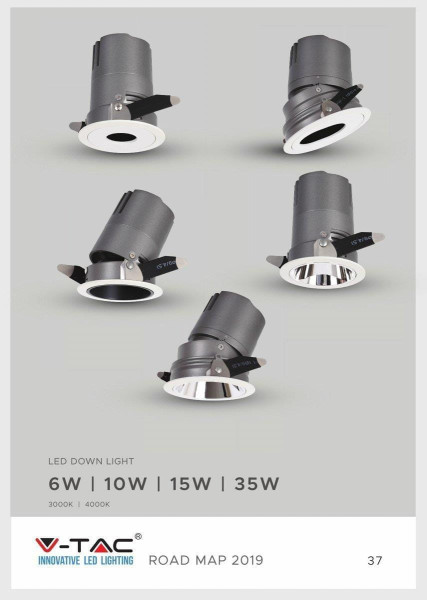 Oprawa wpuszczana COB okrągła biało-srebrna LED 6W 4000K 400lm IP20 V-TAC