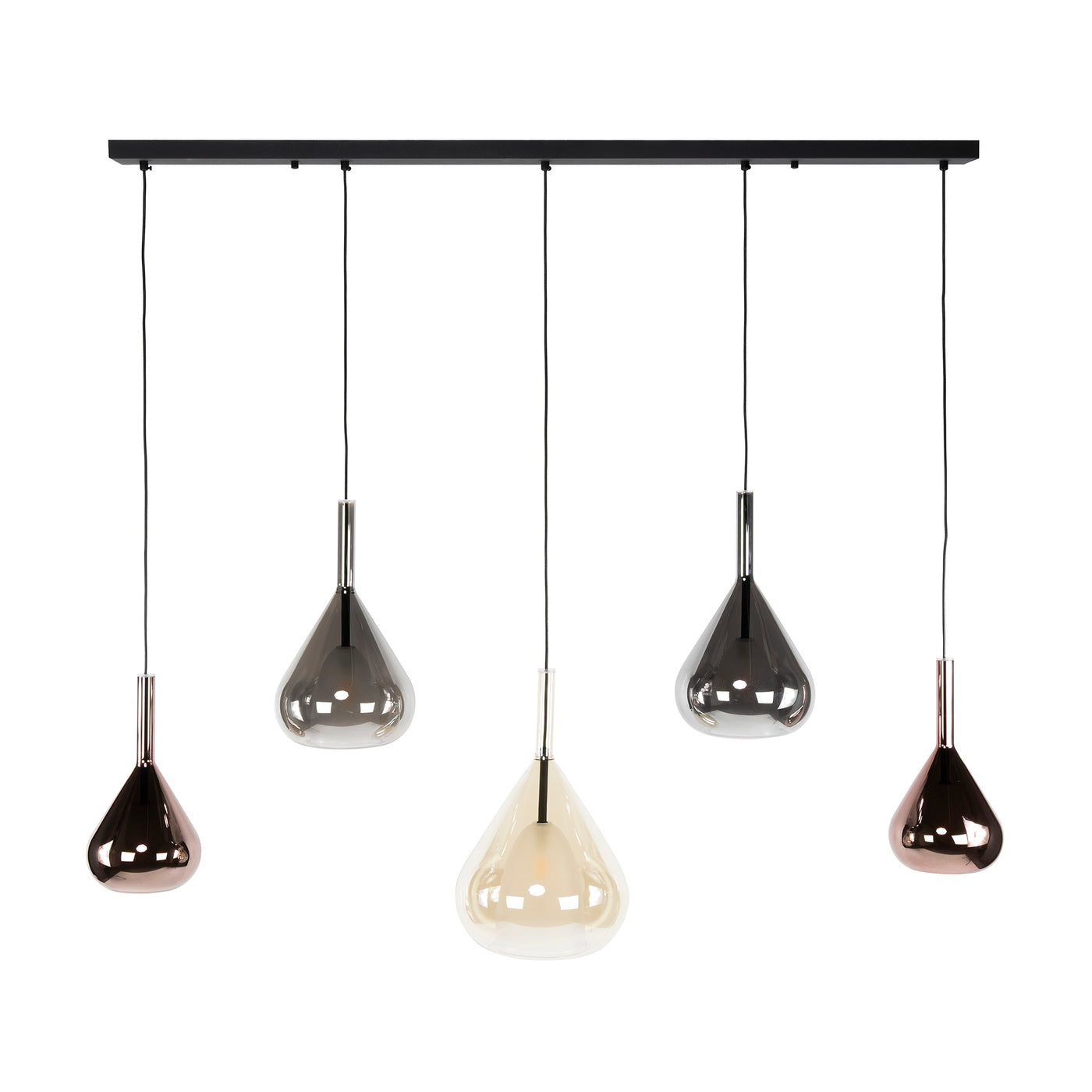 Giga Meubel Hanglamp Wings - Zwart - 5-Lichts - 123x24x150cm
