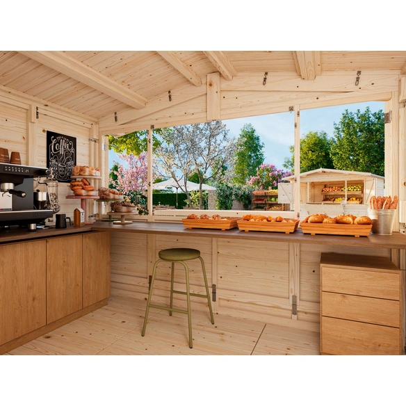 Marktstand »Marian«, Aufstellmaße BxTxH: 328 x 284 x 245 cm, unbehandelt, Holz