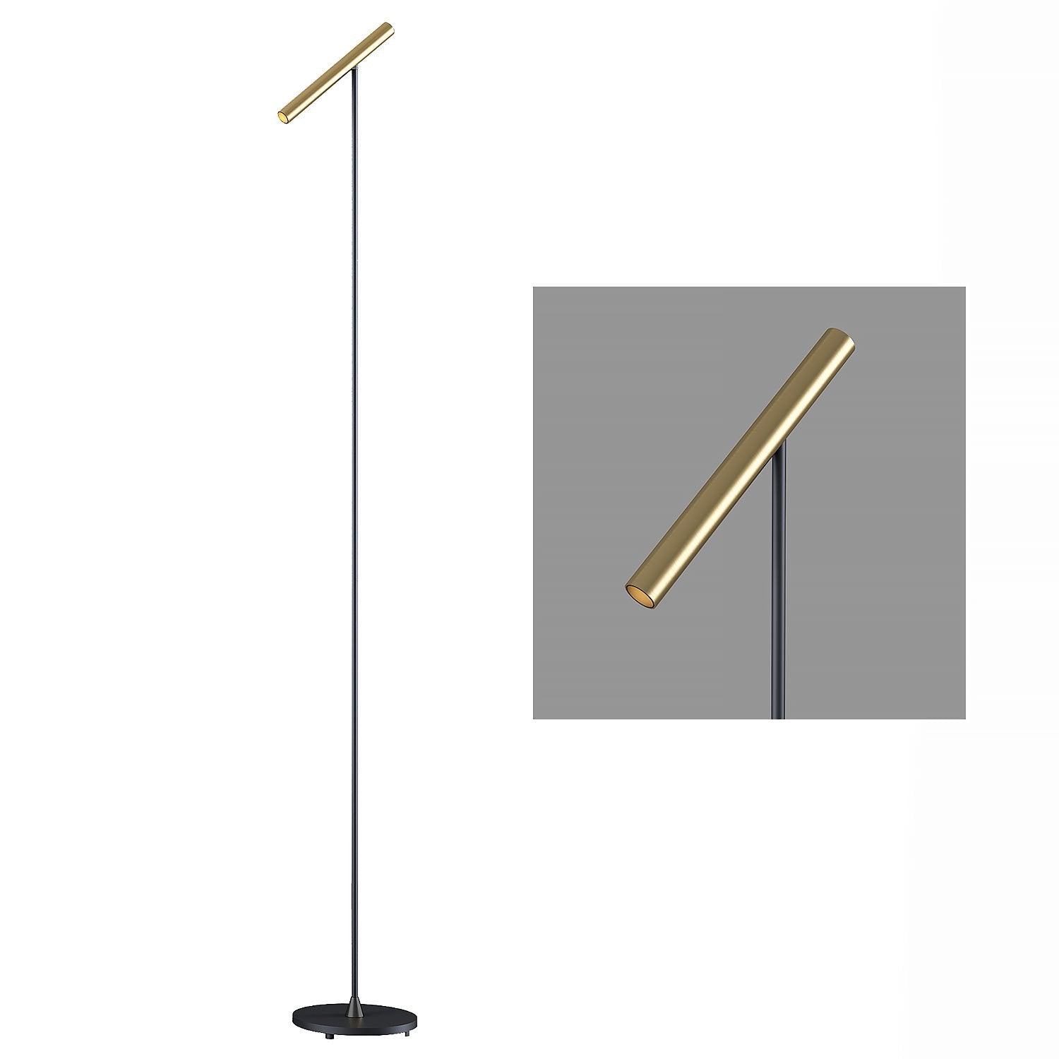 Artdelight vloerlamp Kansas - 1 lichts - 25 x 140  cm - zwart mat goud