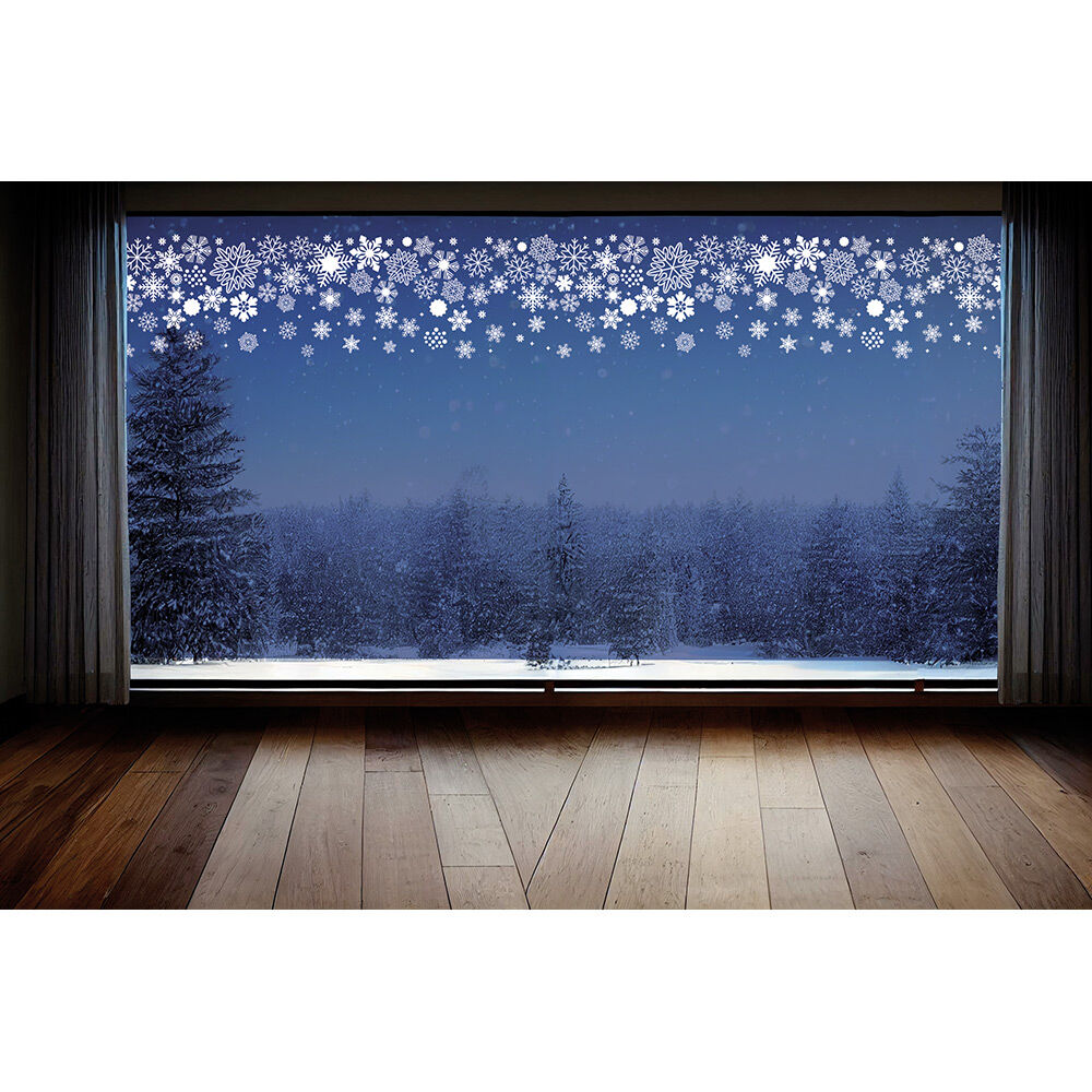 Décoration fenêtre No&euml;l électrostatique frise de flocon 120x20cm