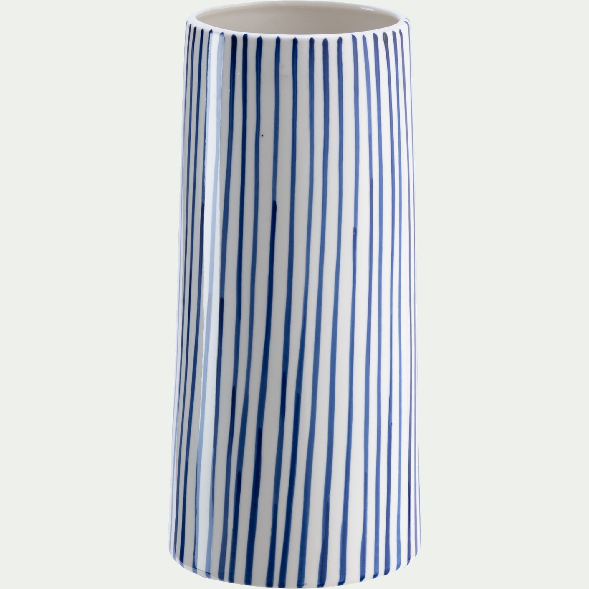 CADAS - Vase tube en grès H27,5cm - bleu et blanc