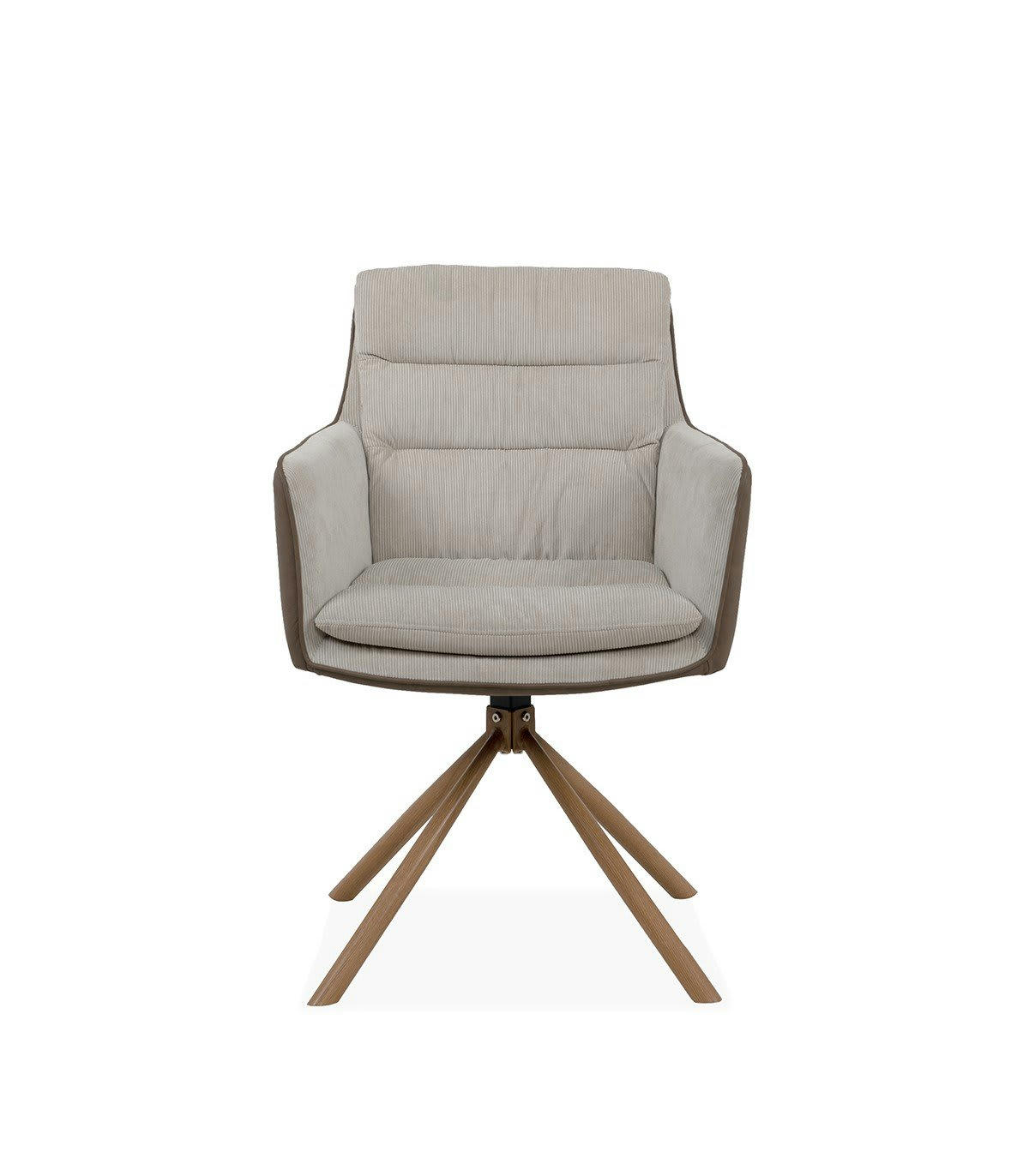 LOGAN - Lot de 2 Chaises Beige et Décor Bois - L63 cm