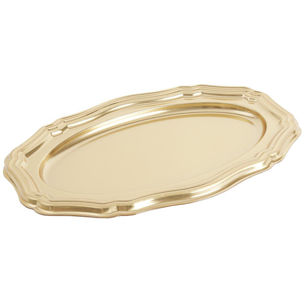 Plat de présentation ovale X2 pcs L45X29Xép.2 cm doré