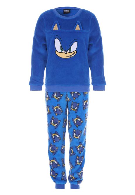 Younger Boys Blue Sonic The Hedgehog Fleece Pyjama Set
