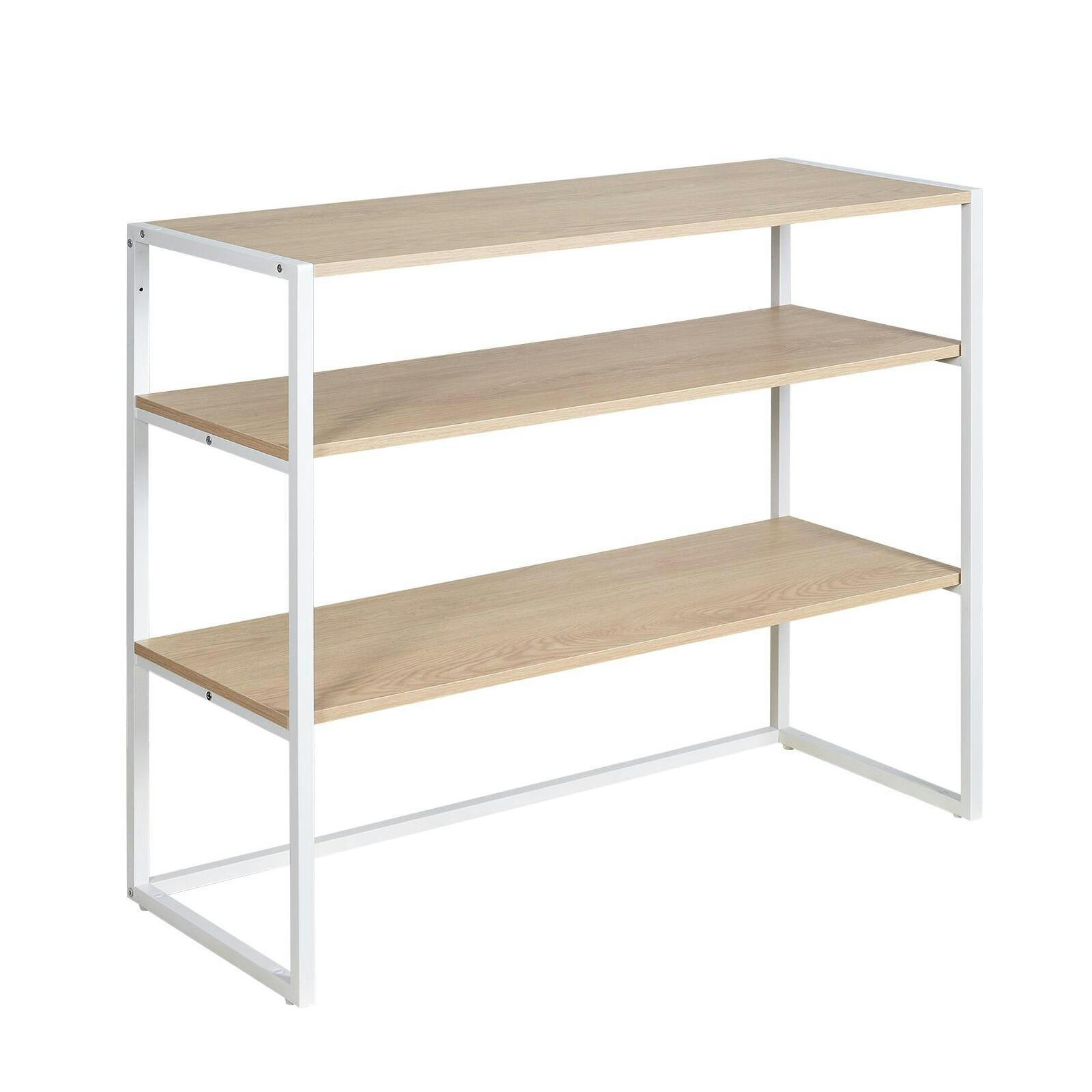 KADRA - Portant vêtements sous combles bois et métal blanc  étagères