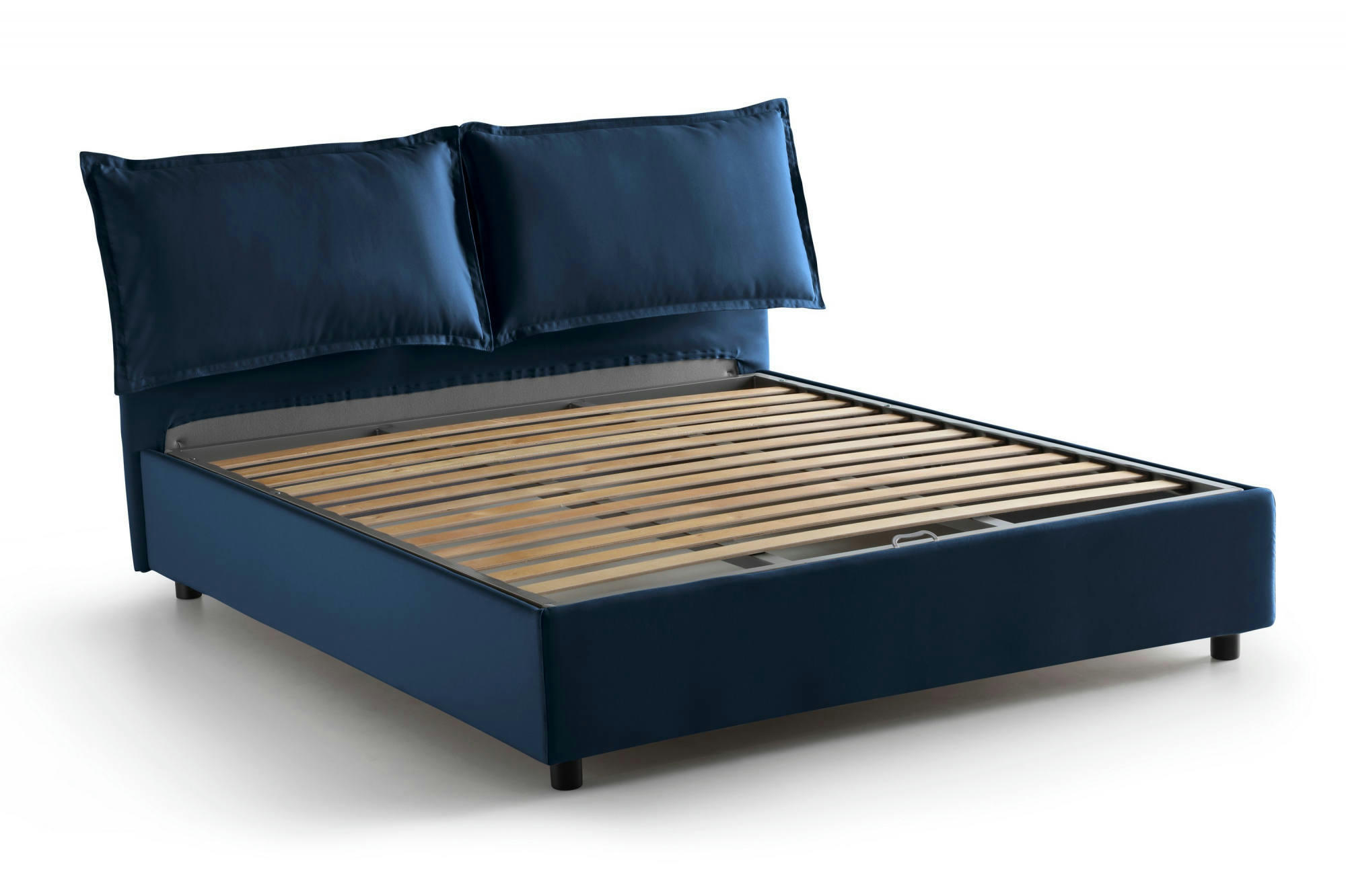 DEBORAH - Lit coffre 160x190 cm en tissu bleu