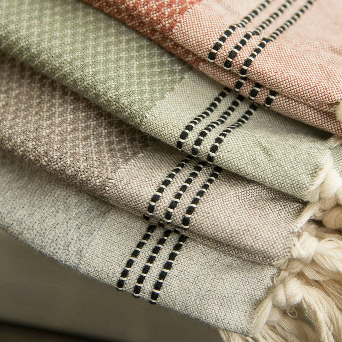 HANA - Set 1 fouta + 2 serviettes coton  100x200 + 50x80 (x2) taupe