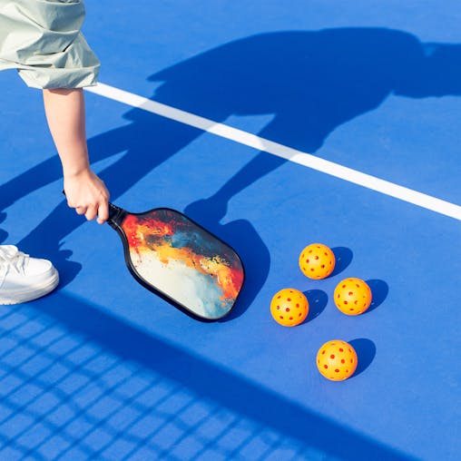 Pickleball Set with 4 Fiberglass Paddles, 6 Balls, Net, and Carry Bag