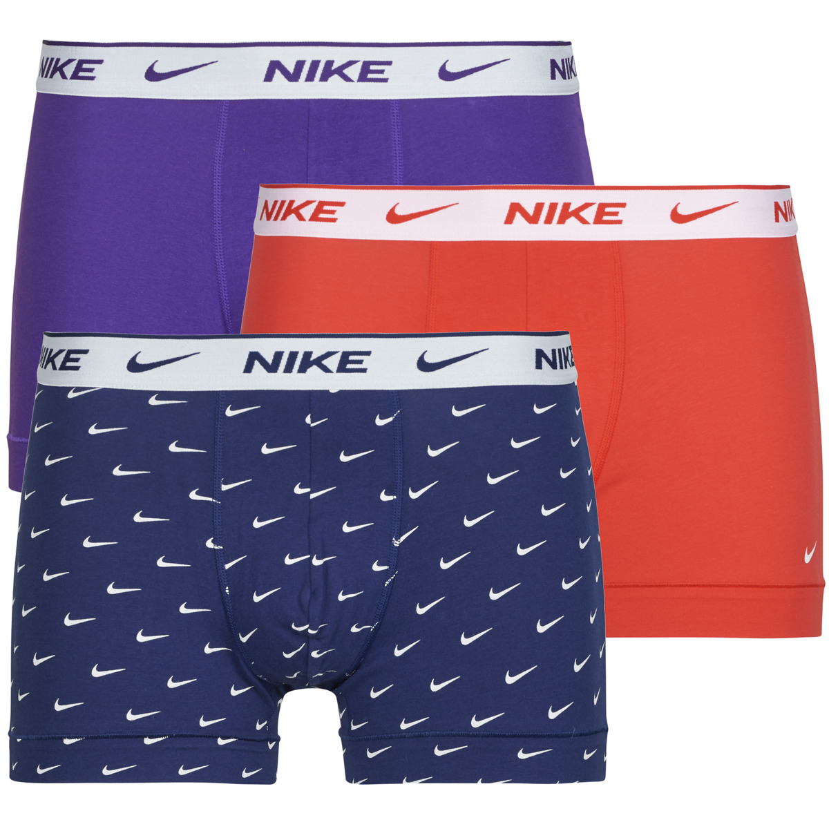 Nike - EDAY COTTON STRETCH TRUNK 3PK - Marine / Red