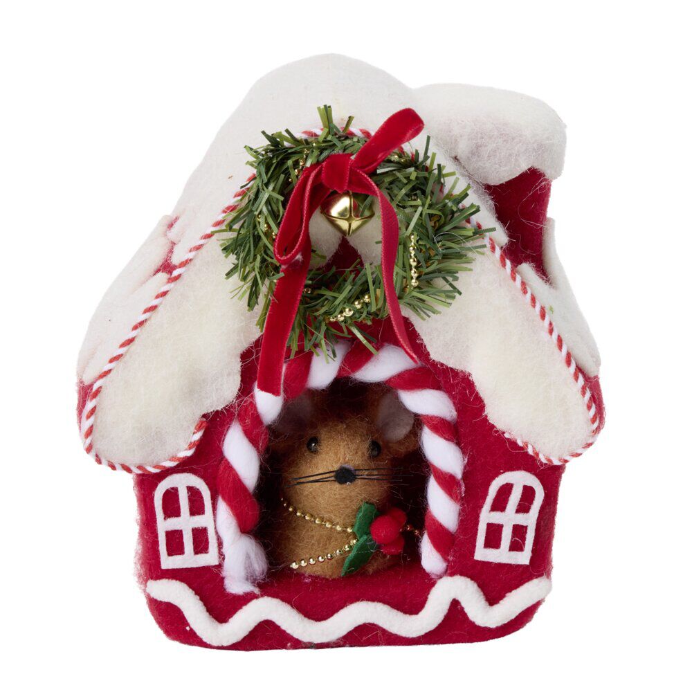 Maison de No&euml;l décorative en feutrine H16cm (2 modèles)