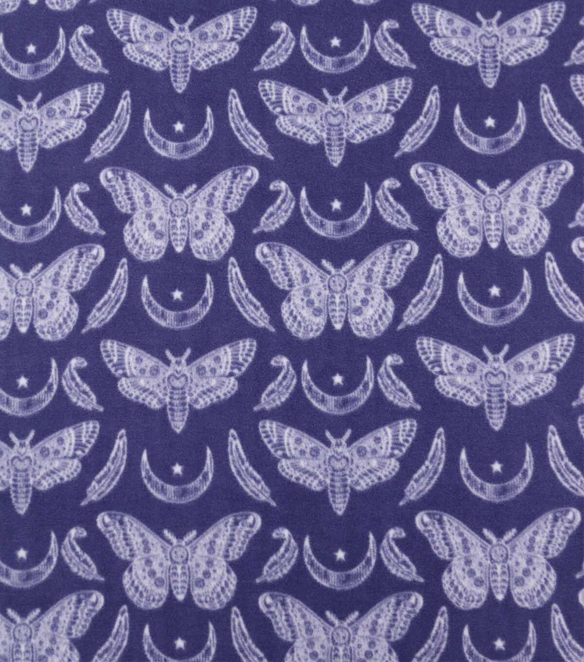 Moths on Purple Anti Pill Fleece Fabric