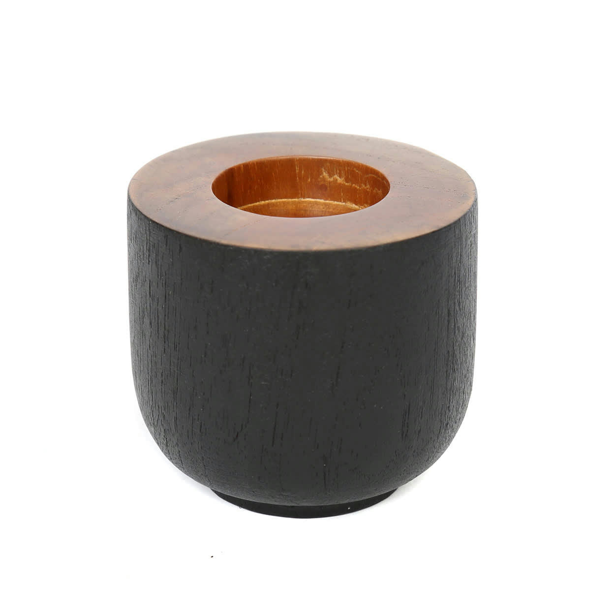 BONDI - Bougeoir en bois de teck noir naturel