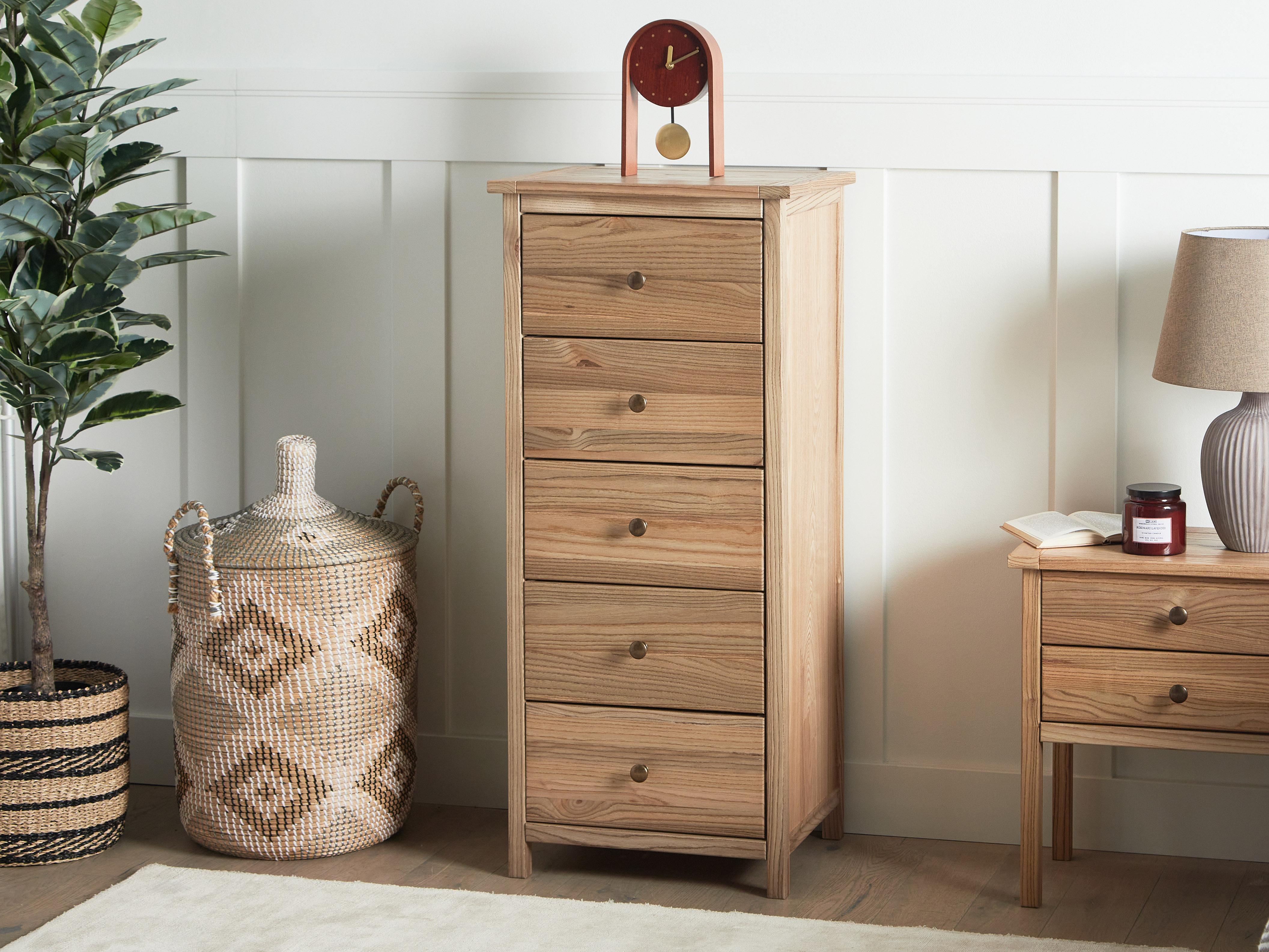 5 Drawer Chest SALTON Sassafras Wood Brown