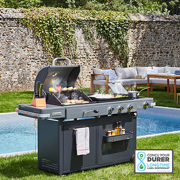 Barbecue Plancha BiEnergy XL Gaz &CharbonHousse de protection   Gants