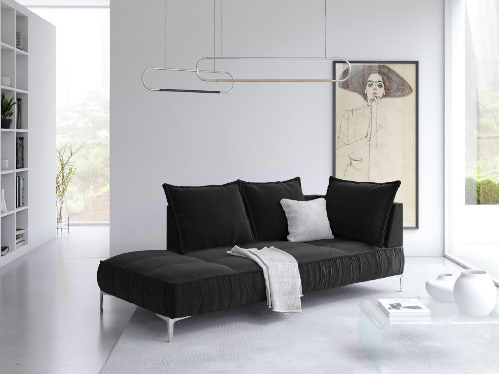 JARDANITE - Méridienne en velours noir