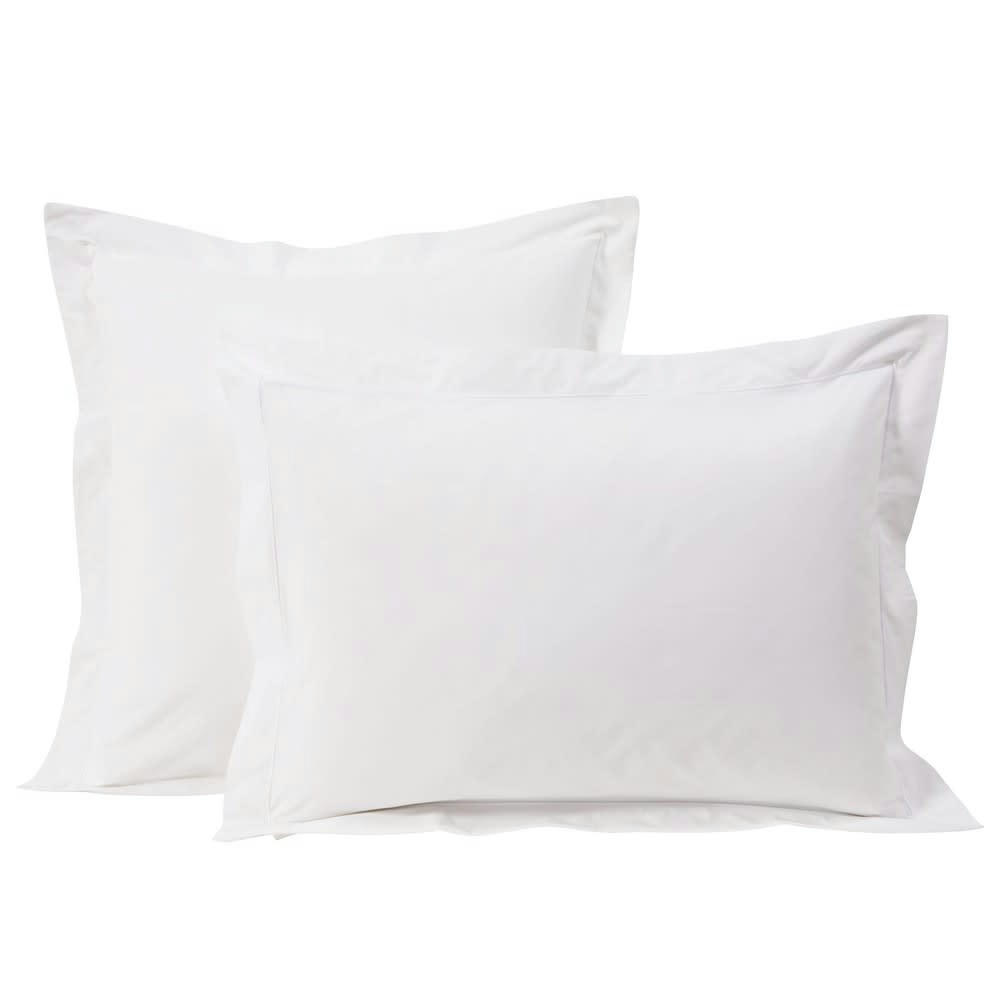 Luce Business - Taie d'oreiller hôtellerie en percale de coton blanc 50x70