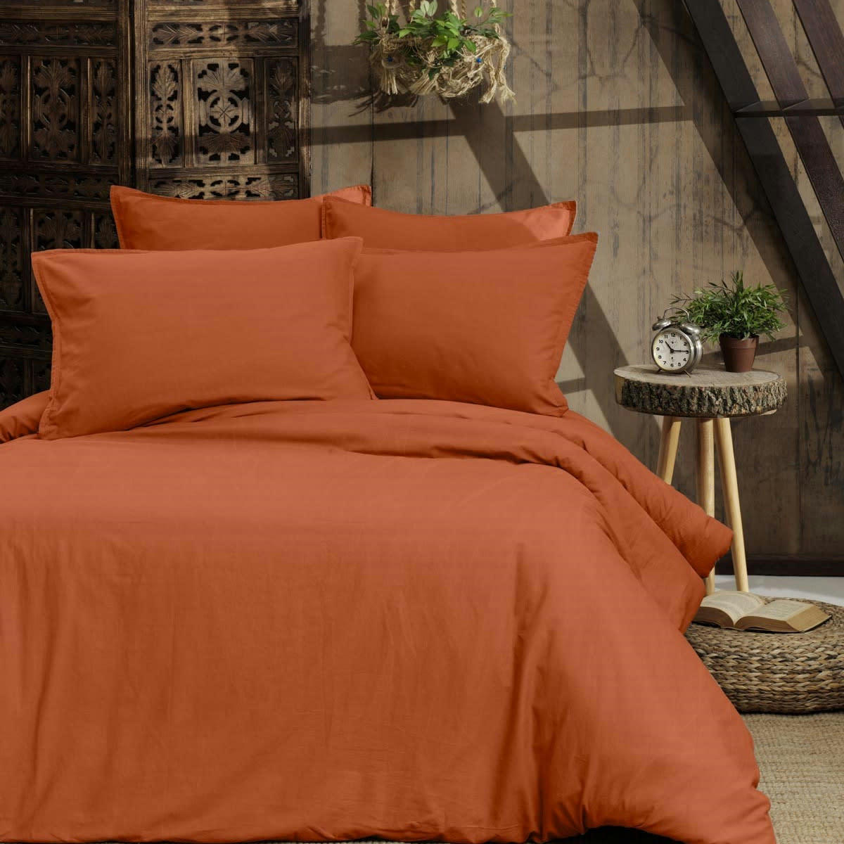 HOME WASHED - Housse de couette en percale lavée  terracota 260x240 cm