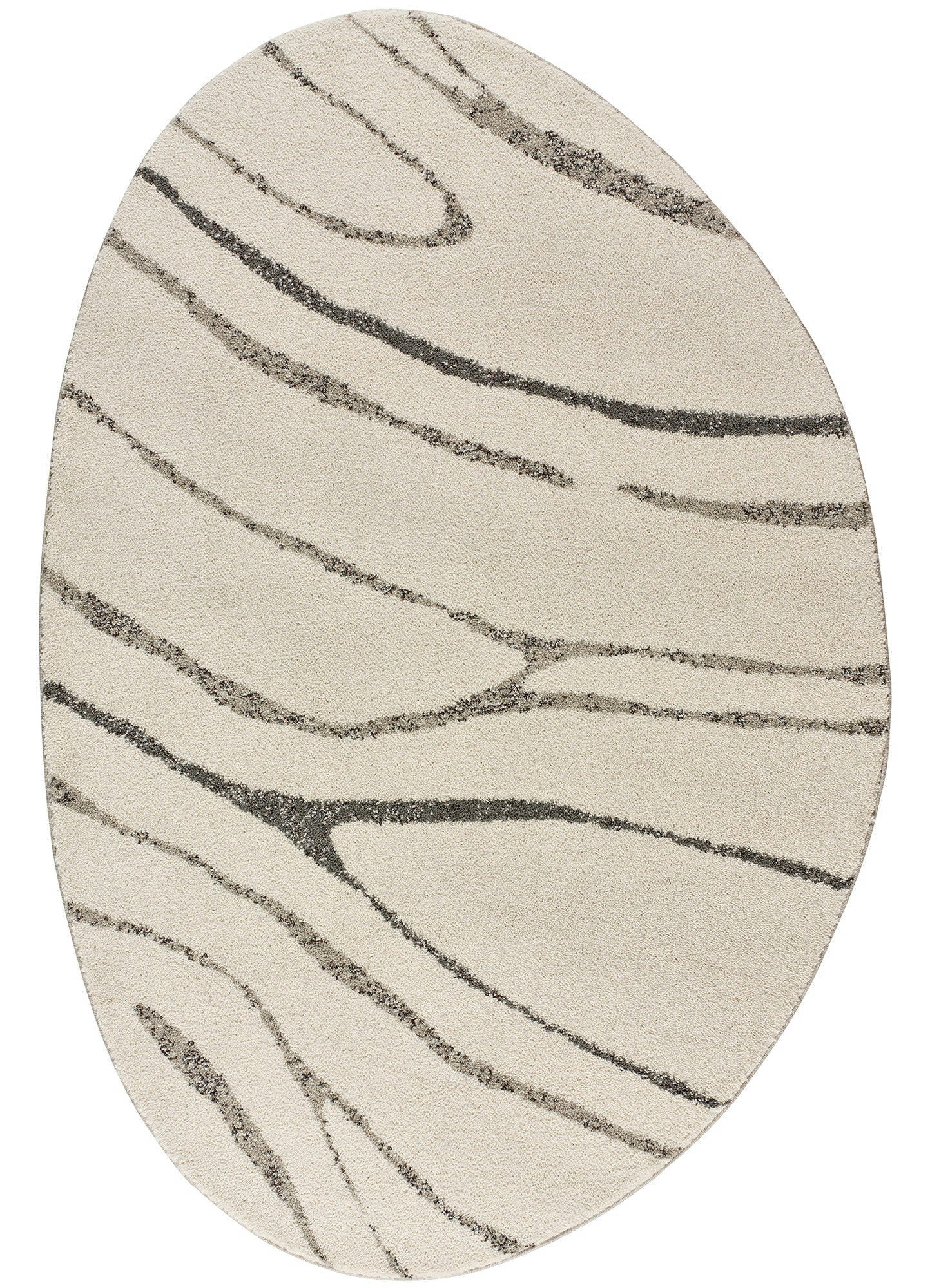 NIAMEY - Tapis recyclé de forme organique en noir et blanc, 155X230 cm