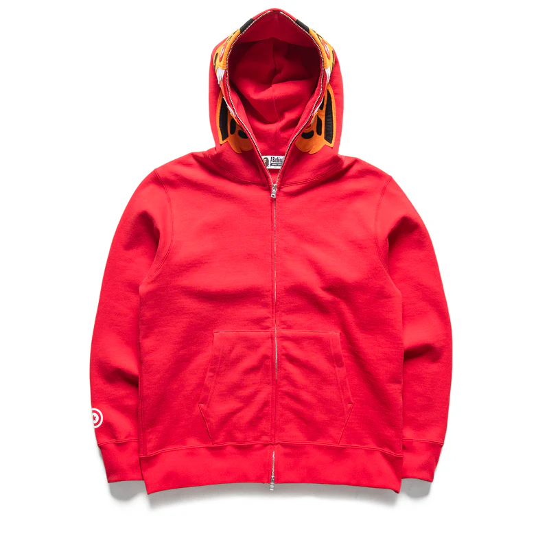 A Bathing Ape Tiger Full Zip Hoodie - Red