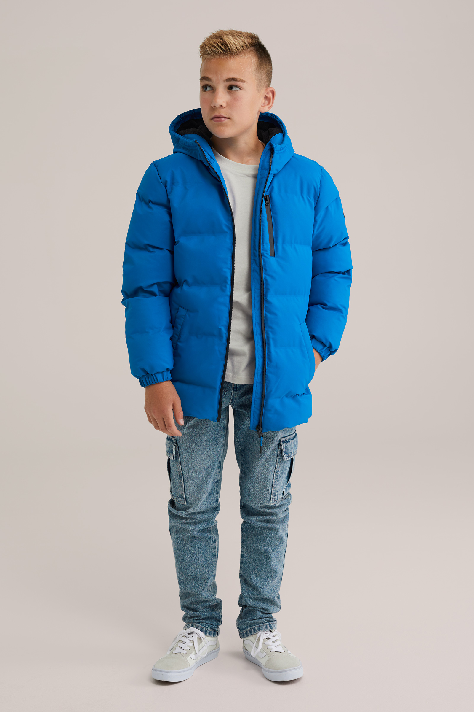 Jongens gewatteerde jas met capuchon