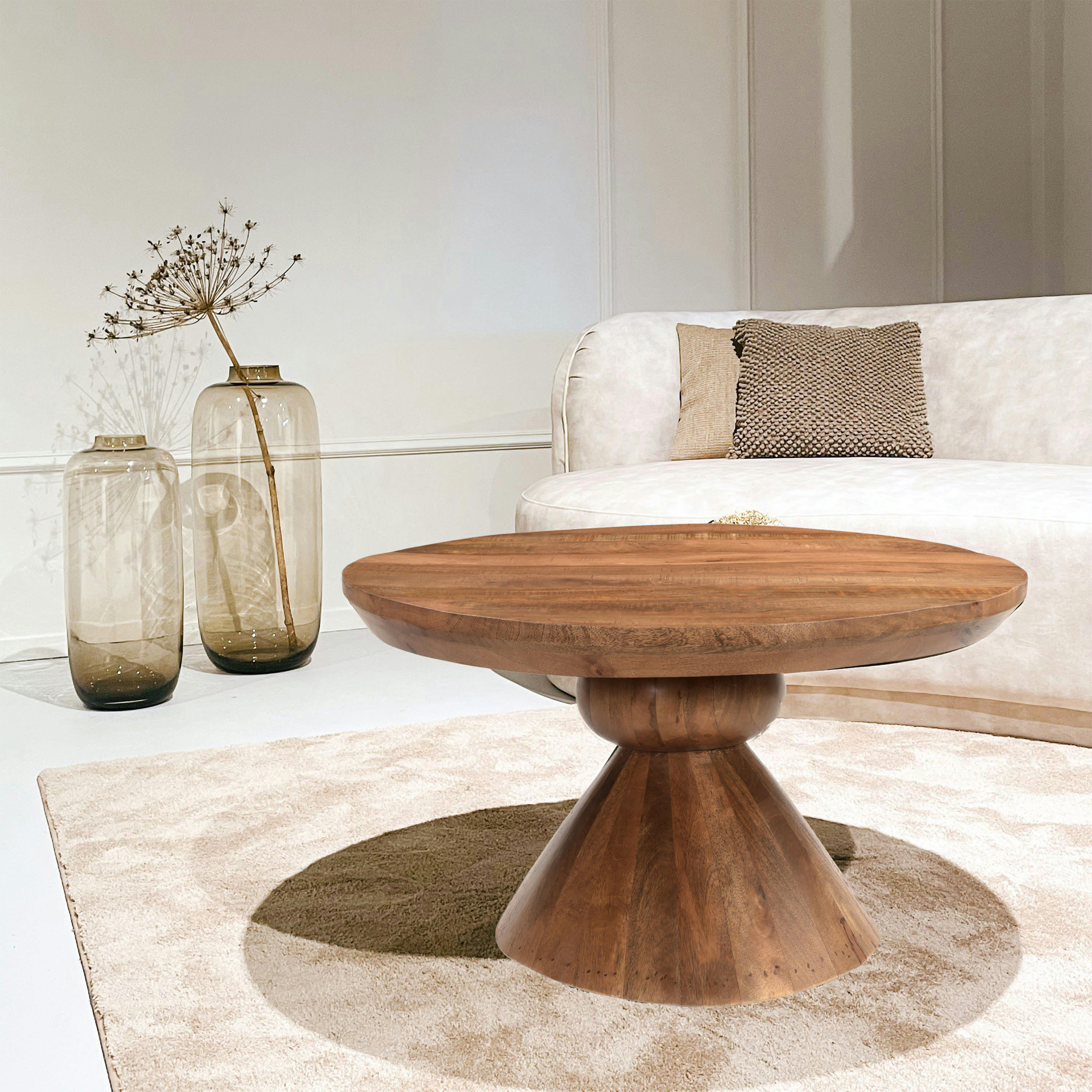 BOMBAY - BOMBAY-Table basse ronde Diam80 cm en bois de Manguier massif